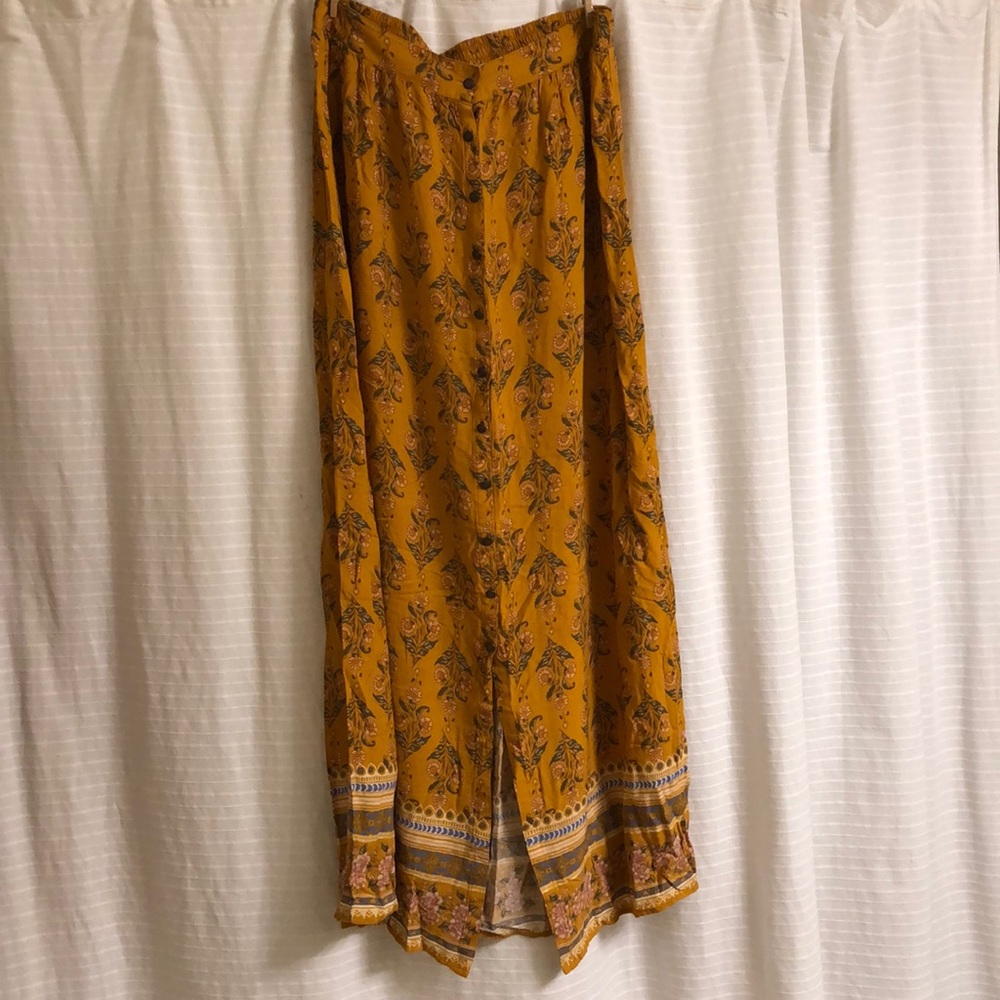 Yellow boho maxi skirt